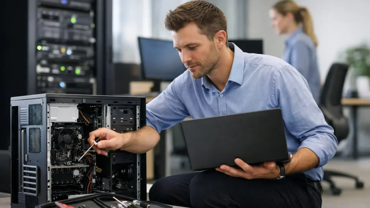 Maintenance sur site informatique en entreprise